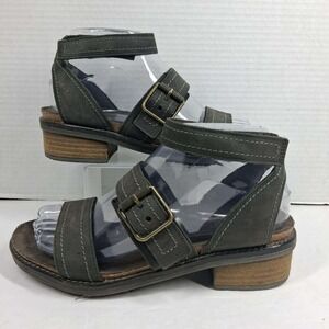 Naot Black Nubuck Leather Gladiator Sandals 6 37 Block Heel Strappy Comfort